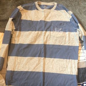 Vineyard vines grey and navy striped long sleeve